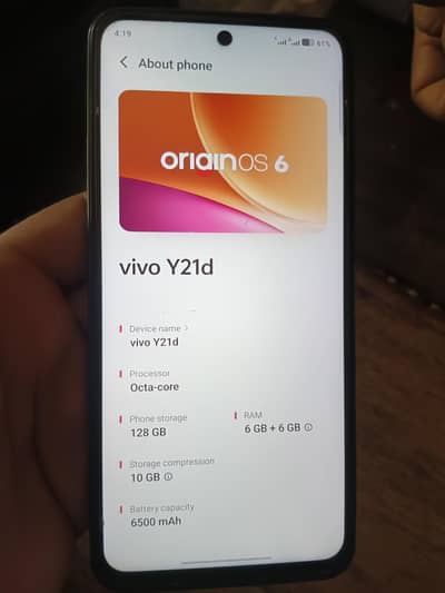 Vivo Y21d,   full box,7 month used , lush condition