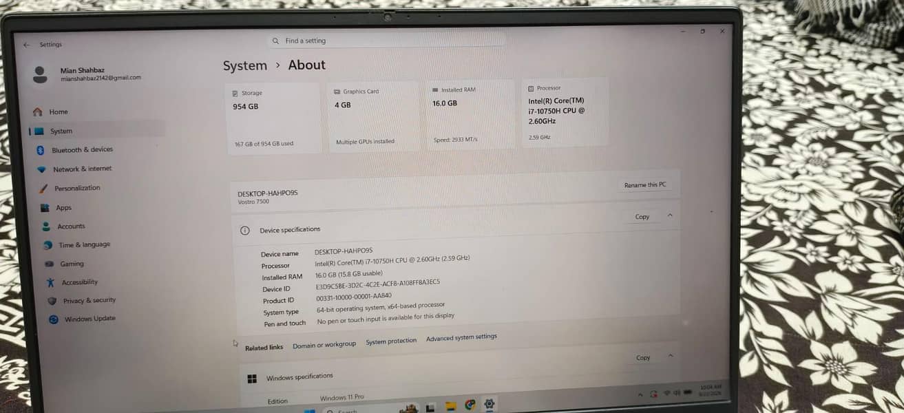 Dell Vostro 7500 Cor i7 10th Gen (16gb RAM/1TB NVM SSD 4GB Dedicated) 2