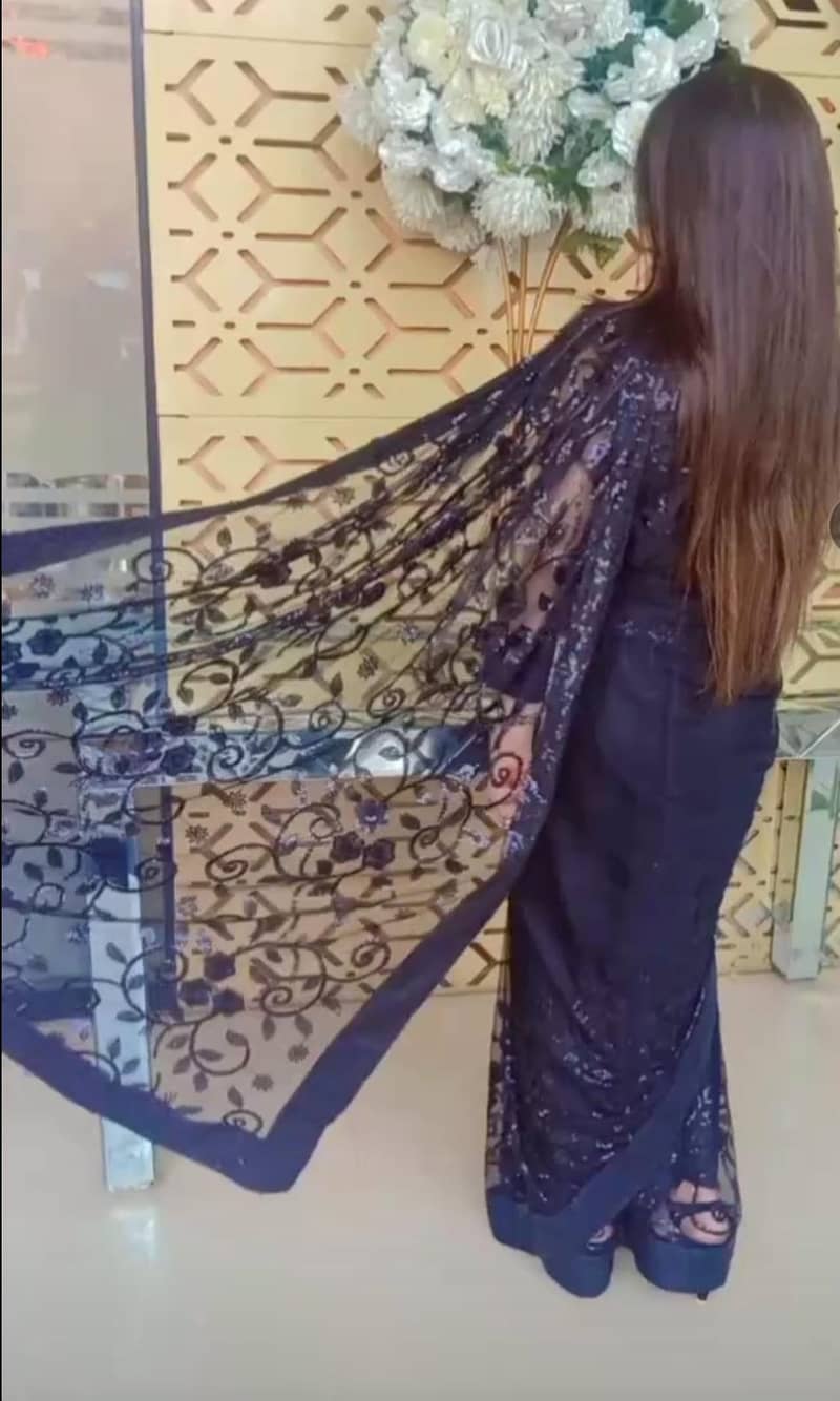 Elegant Black Saree | 1 Time Used | Heavy Embroidered Work | Rs 9,500 1