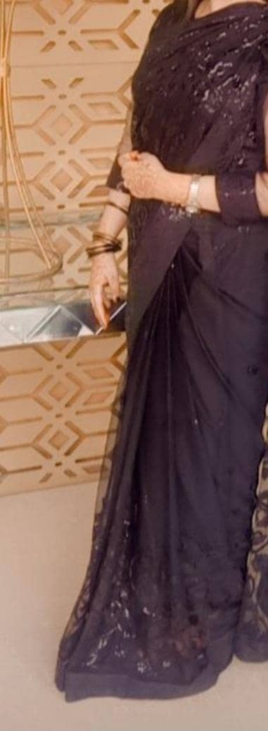 Elegant Black Saree | 1 Time Used | Heavy Embroidered Work | Rs 9,500 2