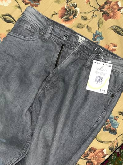 Washed Grey Wide Leg Denim Jeans