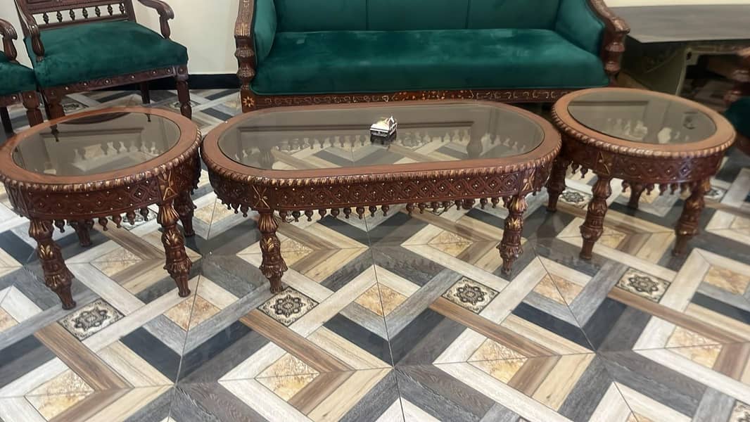 Sofa set with 3 table set 0