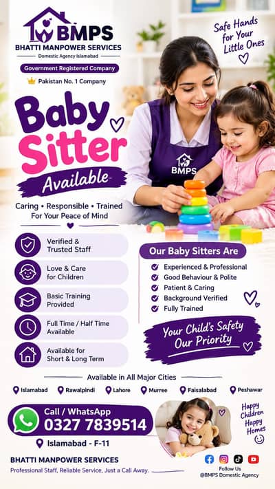 Babysitters,Housemaids,Cooks, Helpers, Domestic All Staff Available