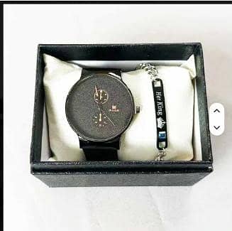 Color Pointer Quartz Watch Simple Men's Business Watch Belt Fashion Bracelet Set A R3320