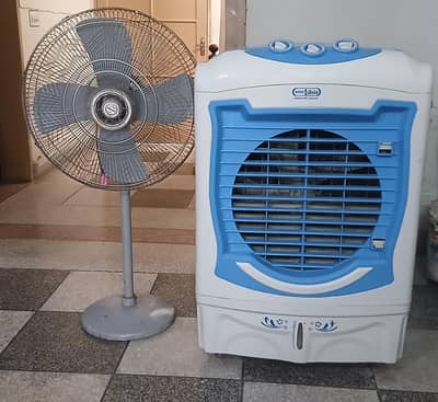 Air cooler + full size standing fan.