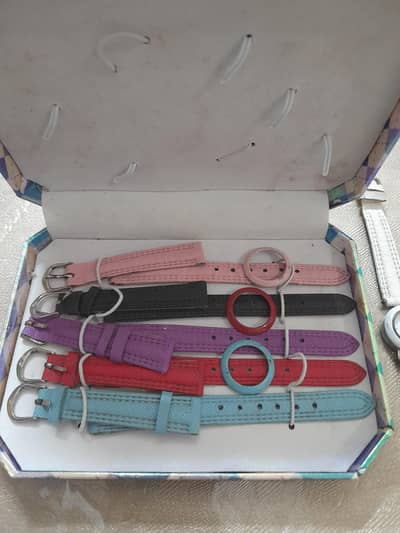 Used  Watch Set-6 straps_Battery Weak-No ring for black and purple