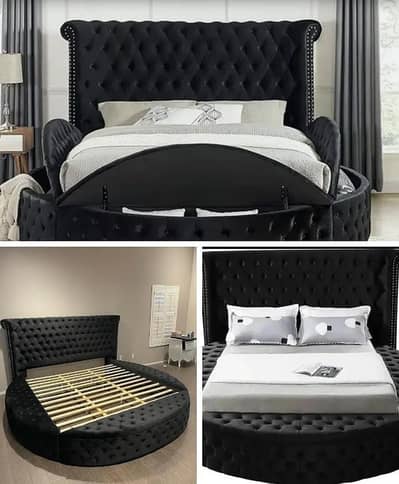 Master Bed with Storage | Round Black