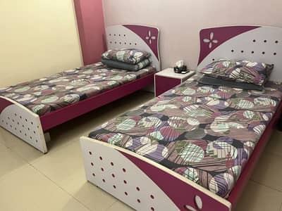 Custom Made Bedroom Set – 2 Single Beds, Dresser & Side Table