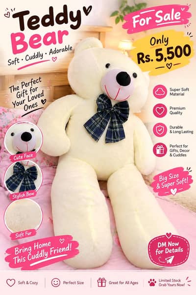 Brand New Giant Teady Bear |Super Soft Push Teady |CUTE BIG Teady bear