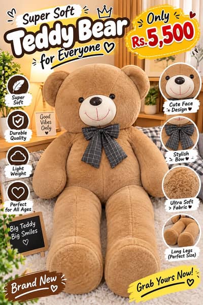 Brand New Giant Teady Bear |Super Soft Push Teady |CUTE BIG Teady bear