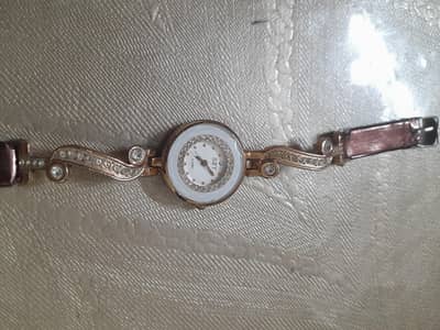 SZY -Ladies Wrist Watch-Brown Strap-Used Condition- Cell Weak