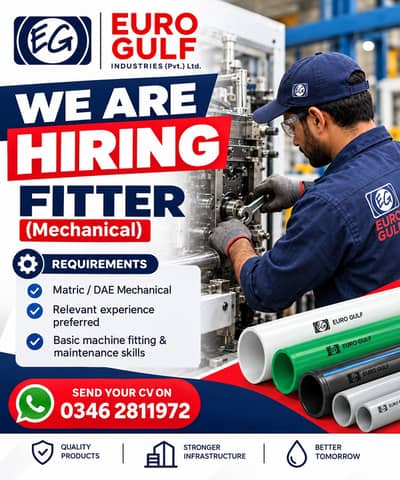 Mechanical Fitter Required – Euro Gulf Industries | Jobs in karachi