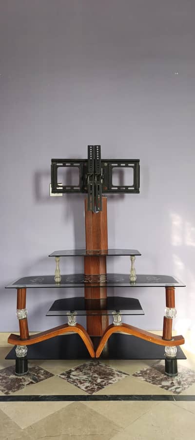 Modern Tempered Glass TV Entertainment Stand with Built-in Mount