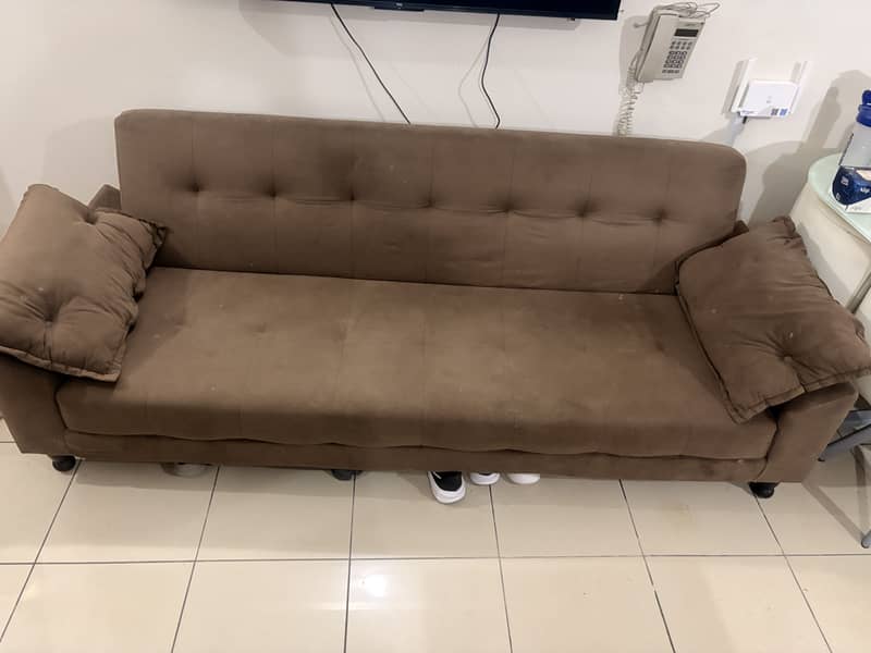 Brown Sofa(Pull-Out) Bed with Detachable Pillow 0
