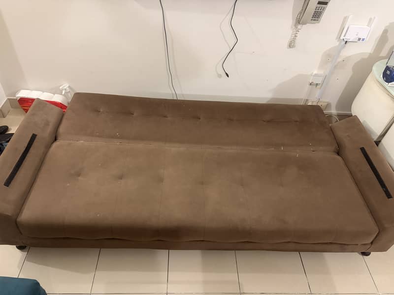 Brown Sofa(Pull-Out) Bed with Detachable Pillow 1