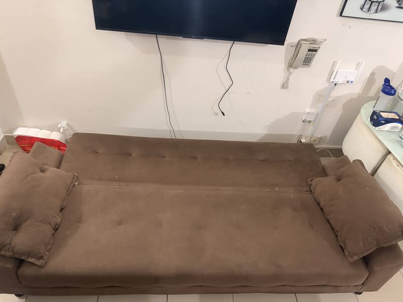 Brown Sofa(Pull-Out) Bed with Detachable Pillow 2