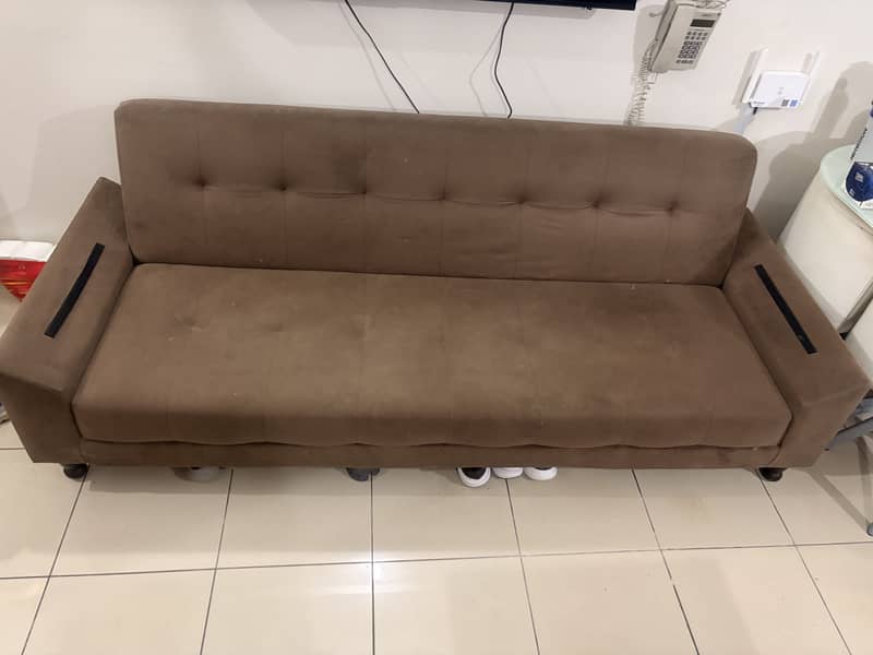 Brown Sofa(Pull-Out) Bed with Detachable Pillow 3