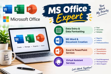 Professional Data Entry, MS Office & Virtual Assistant Services
