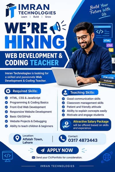 WEB DEVELOPMENT & CODING TEACHER REQUIRED