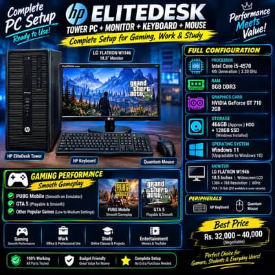 HP EliteDesk Complete Setup | Gaming + Work + Study | condition 10/9.5