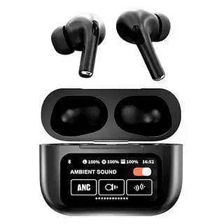 A9 Pro TWS ANC Touch Screen Display Earbuds – Black