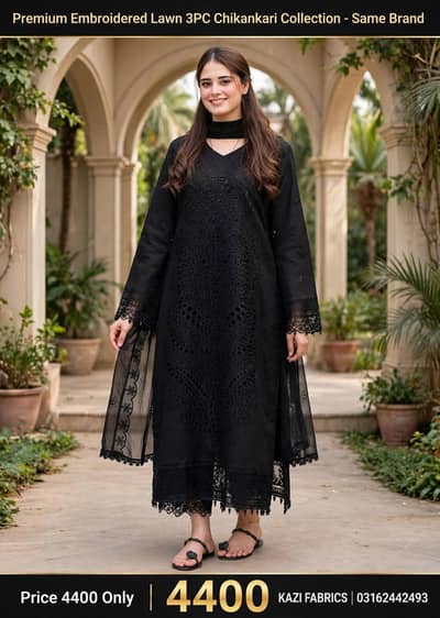 same Brand Chikankari 3PC Lawn Suit 4400 -Kazi Fabric