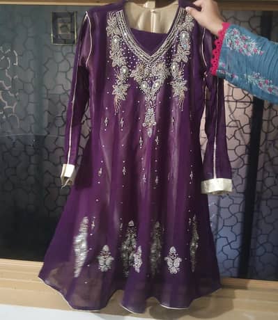 Beautiful Purple Embroidered Sharara Suit with Dupatta | Medium Size