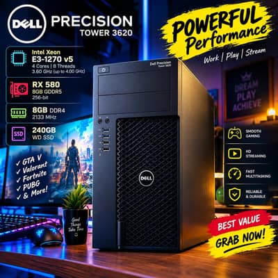 Dell Gaming PC Xeon E3-1270 v5 | RX 580 8GB | 8GB DDR4 | SSD