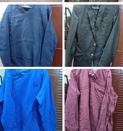 branded pan coat. dress shirts. t shirts. trouser. sweter