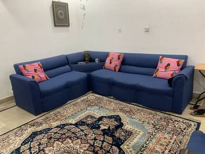 L Shaped Sofa Set and solid wooden two sofa chairs