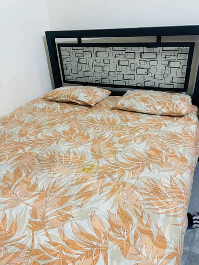 king size iron bed  with side tables