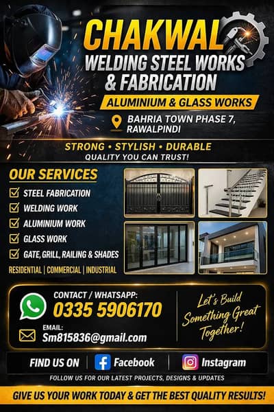 Chakwal Welding Steel Works & Fabrication | Aluminium & Glass Works
