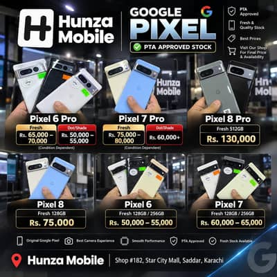 Google Pixel 6/6 Pro/7/7Pro & 8 Pro | PTA Approved | Stock Available