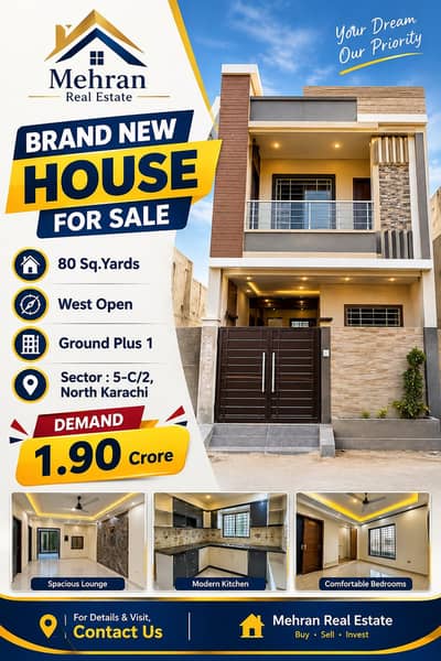 Brand New House For Sale In Sector 5-C/2 North Karachi