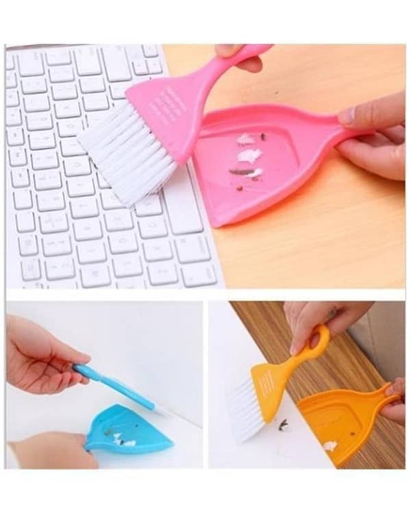 T  Dust Pan and Brush Mini Hand Broom and Dustpan Set Brush Cleaning For Table Desktop Keyboard Cleaning Brush Plastic Clean Accessories Household - Multi