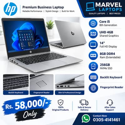 HP Core i5 8th Gen 8GB Ram 256GB NVMe Metal Body Brand New