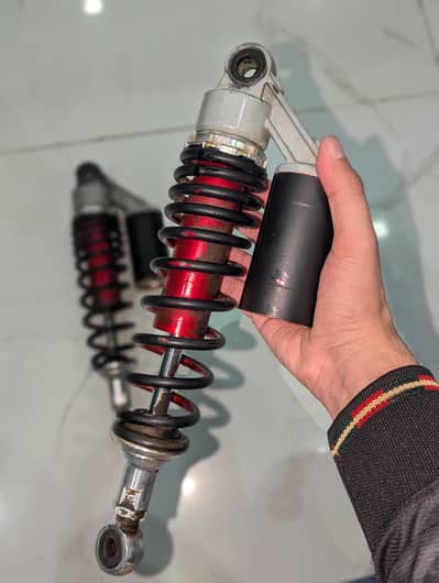 Rear Shock Absorbers Pair | Red & Black Wrapped | 70cc / 125cc