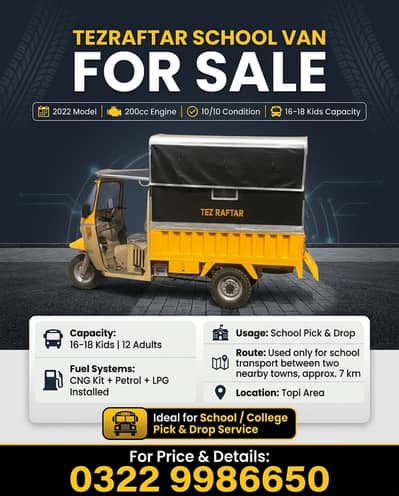 Tezraftar School Van, 2022 Model, 12-15 seater, 10/10 Condition