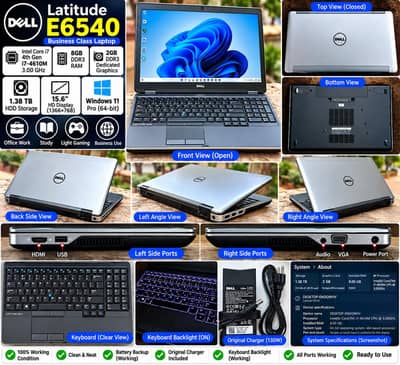 Dell Latitude E6540 Core i7 4th Gen | 8GB RAM | 512GB SSD + 1TB HDD