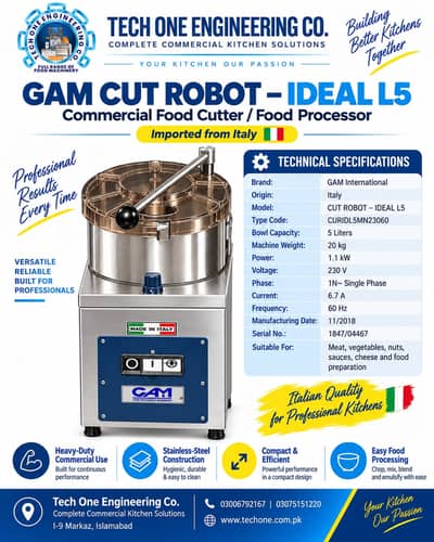 GAM CUT Ideal L5 Food Cutter  | Imported from Italy |Commercial Food