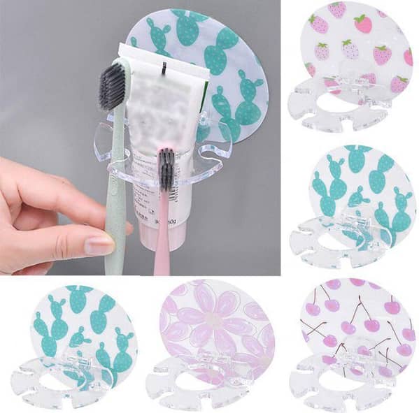 T  Acrylic Toothbrush Holder Punch-free Storage Mini Rack Bathroom Accessories Set Tooth Brush Holder Suction Cup Shelf Bathroom Accessories
