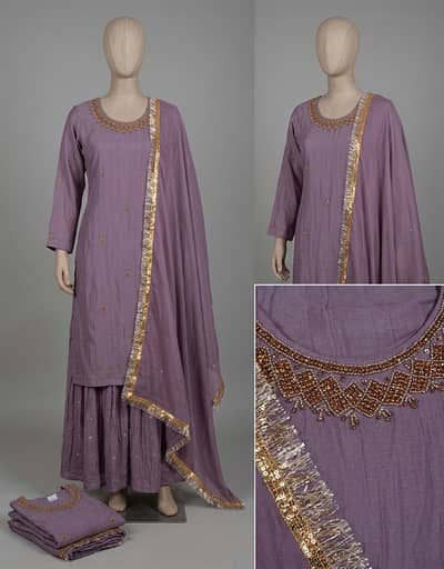 Designer 3-Piece Sharara / Palazzo Suit Set (3 Premium Colors Availabl