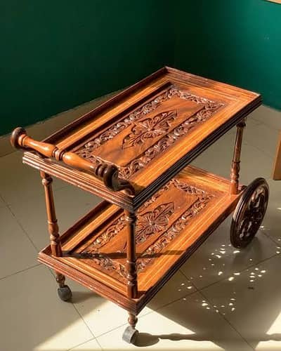 wooden tea trolley