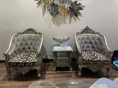 Luxury Five-Seater Sofa Set with Stool & Table