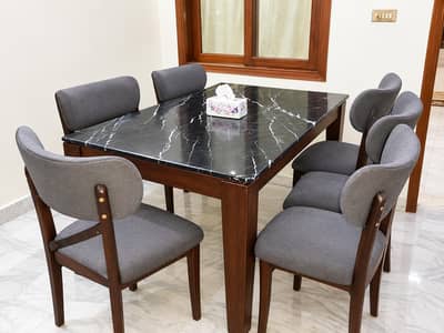 6 Seater dining table with marble sheet