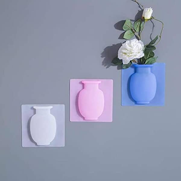 T  1Pcs Multifunctional Magic Silicone Sticky Flower wall hanging Vase 1 pcs- Multi