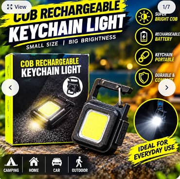 COB Rechargeable Keychain Light – Super Bright Mini LED Flashlight,