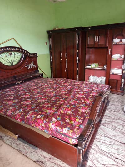 wooden bedset with wardrobes