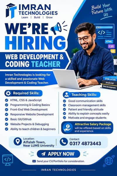 WEB DEVELOPMENT & CODING TEACHER REQUIRED