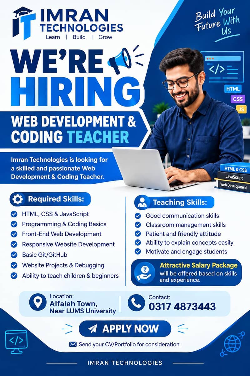 WEB DEVELOPMENT & CODING TEACHER REQUIRED 0
